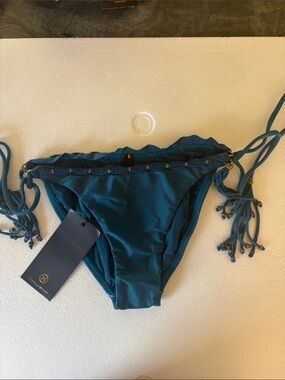 VIX Tory Burch Deep Teal Bikini Bottom with Braided Tassel Sides